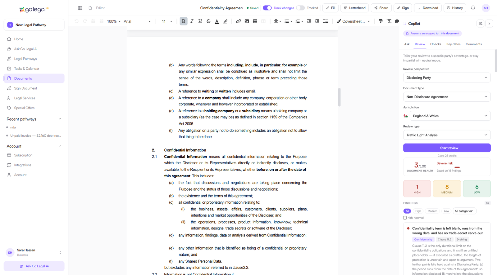 Go Legal AI - Review Legal Documents