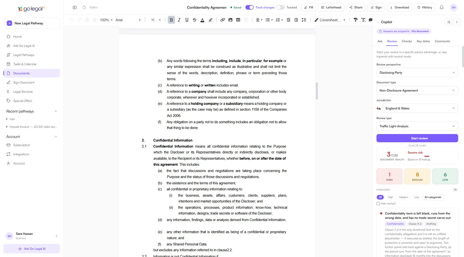 Go Legal AI - Review Legal Documents
